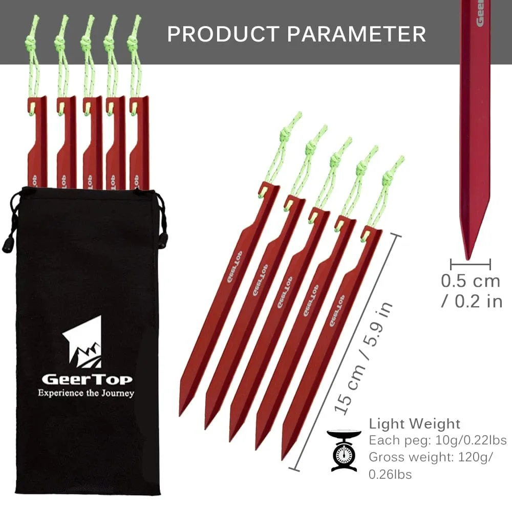 15cm Aluminum Alloy Tent Y-Pegs 10 Pack