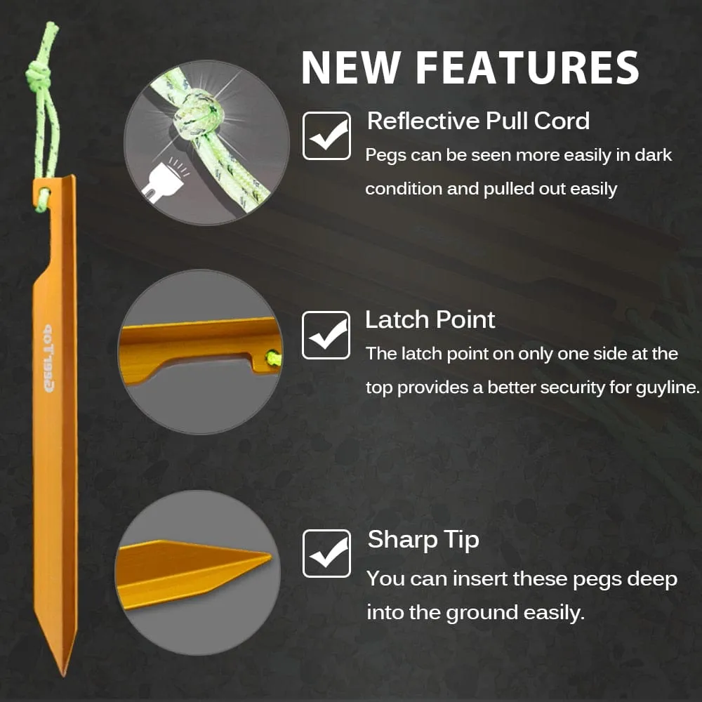 15cm Aluminum Alloy Tent Y-Pegs 10 Pack