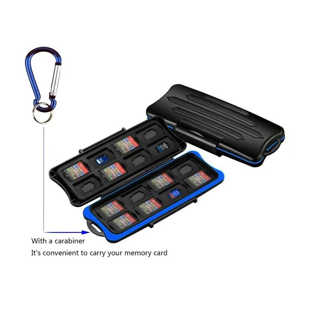 32in1 Waterproof Shockproof Memory Card Storage Case,with 16 Game Cartridge&16tf Micro Sd Holders for Nintendo Game Card Box