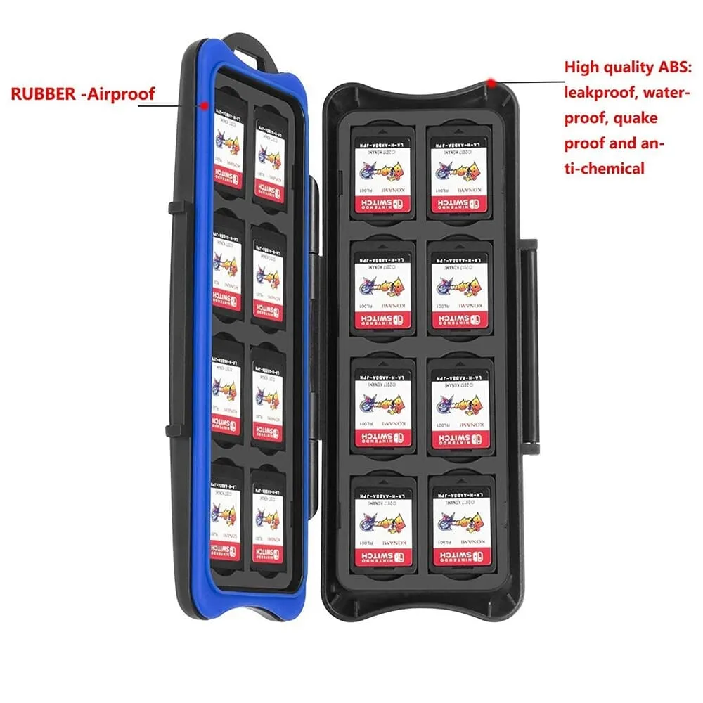 32in1 Waterproof Shockproof Memory Card Storage Case,with 16 Game Cartridge&16tf Micro Sd Holders for Nintendo Game Card Box