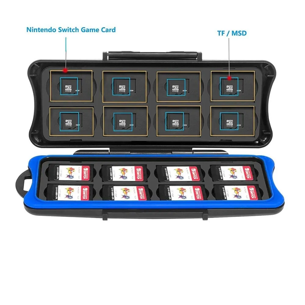 32in1 Waterproof Shockproof Memory Card Storage Case,with 16 Game Cartridge&16tf Micro Sd Holders for Nintendo Game Card Box