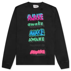 Awake NY x Stefan Meier NY Printed Long Sleeve Tee  - Black
