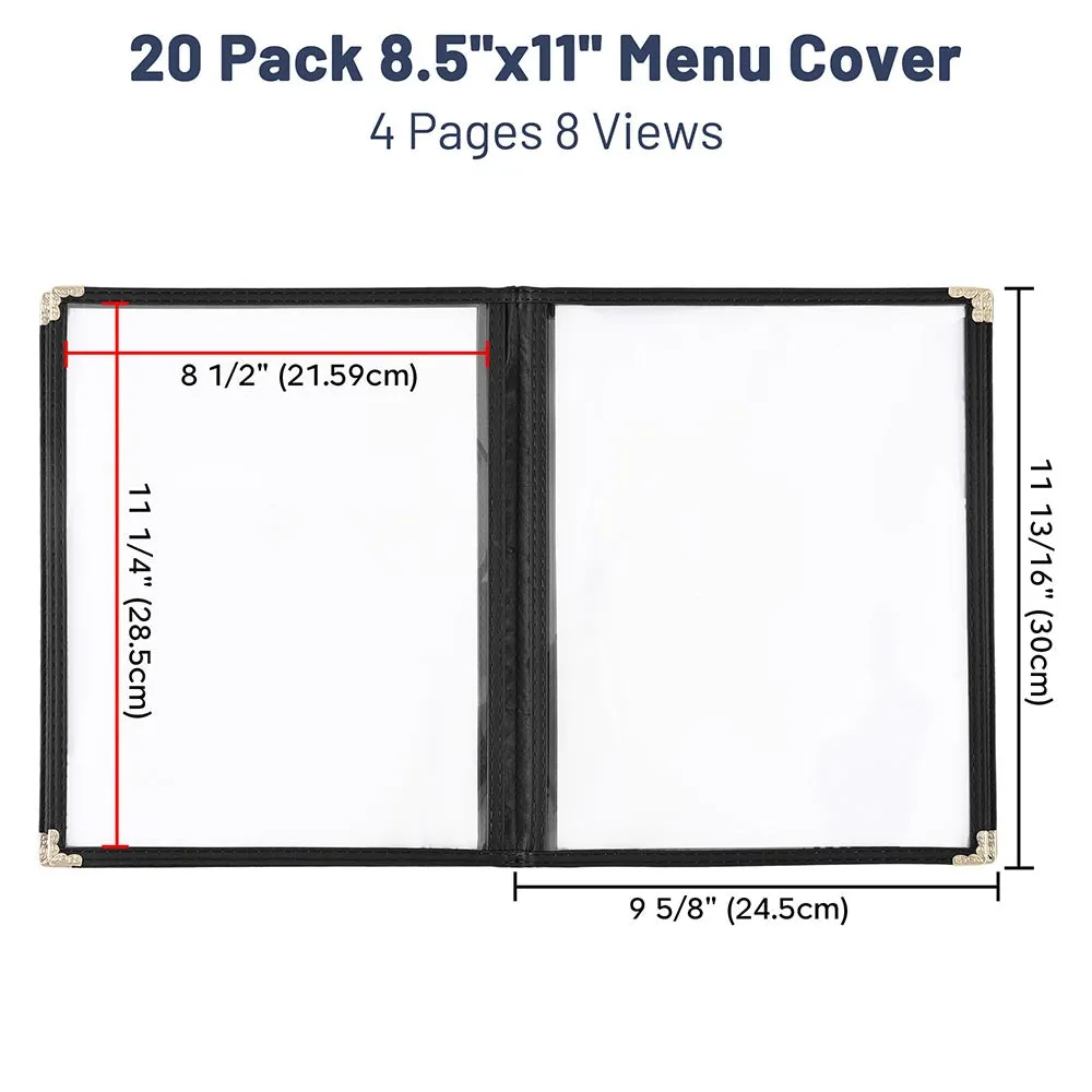 Clear Menu Covers 20ct/Pack 8.5x11 4-Page 8-View