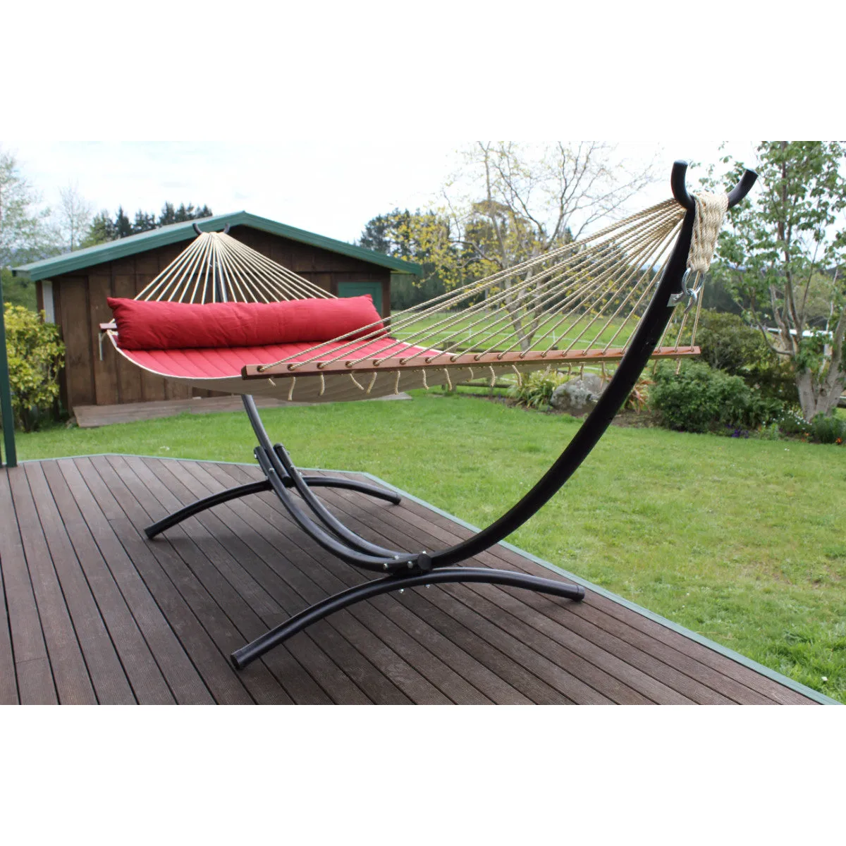 Curved Black Metal Hammock Stand