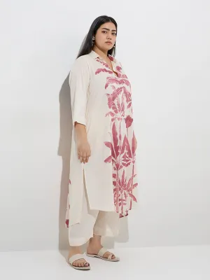 Diza Off-White Tropical-Inspired High-Low Kurta