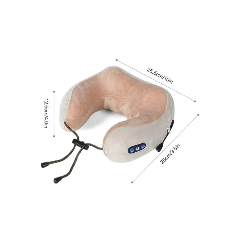 Electric U-Shaped Heated Neck Massage Pillow for Travel & Home Relaxation