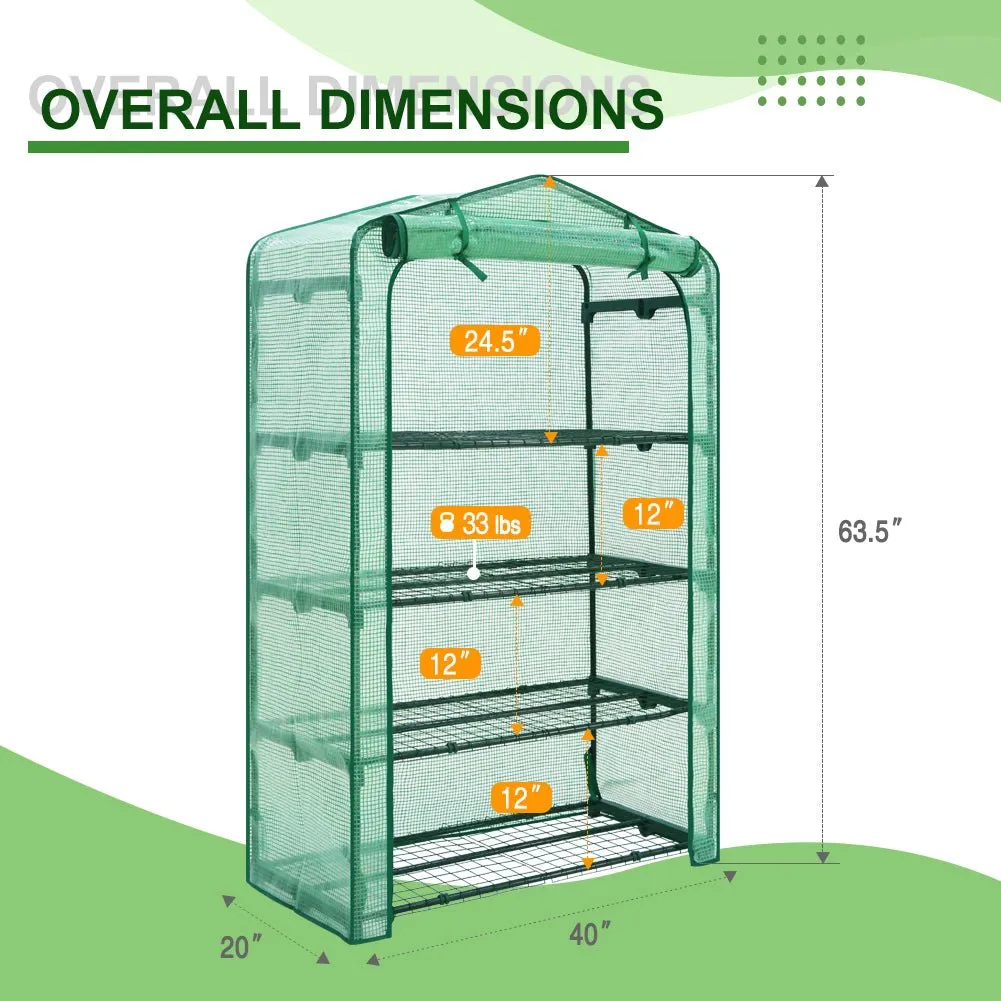 Extra Wide 4-Tier Mini Greenhouse for Indoor Outdoor40 x 20 x 63.5