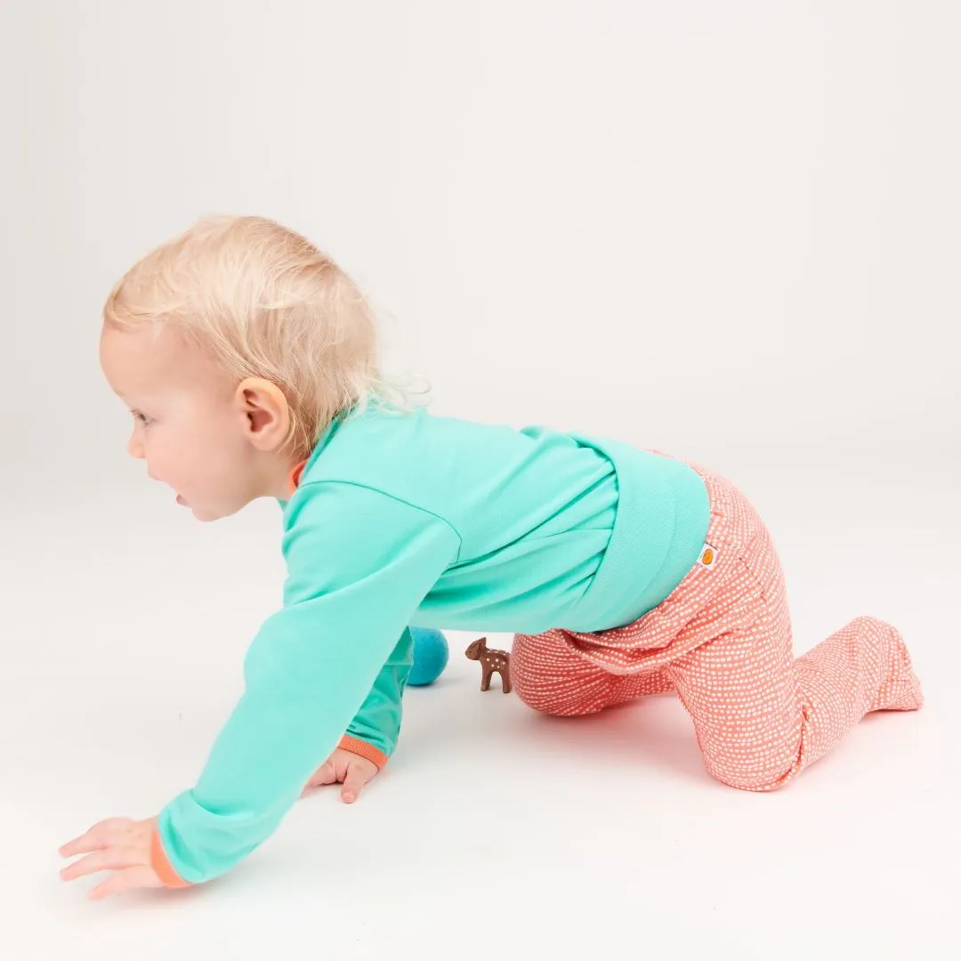 Footed pants "Dotted Lines Coral/Mint"