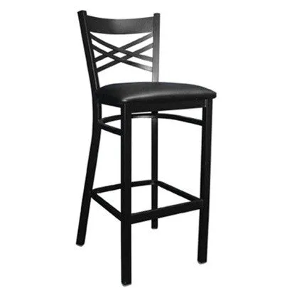 MKM843BS Back Metal Barstools with Black Vinyl Seat