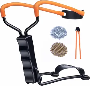 Professional Slingshot Set for Adults - A Simple but Powerful Hunting and Shooting Slingshot with a Sturdy Sling Shot Bow, 2 Packs of Slingshot Ammo, and a Slingshot Band.