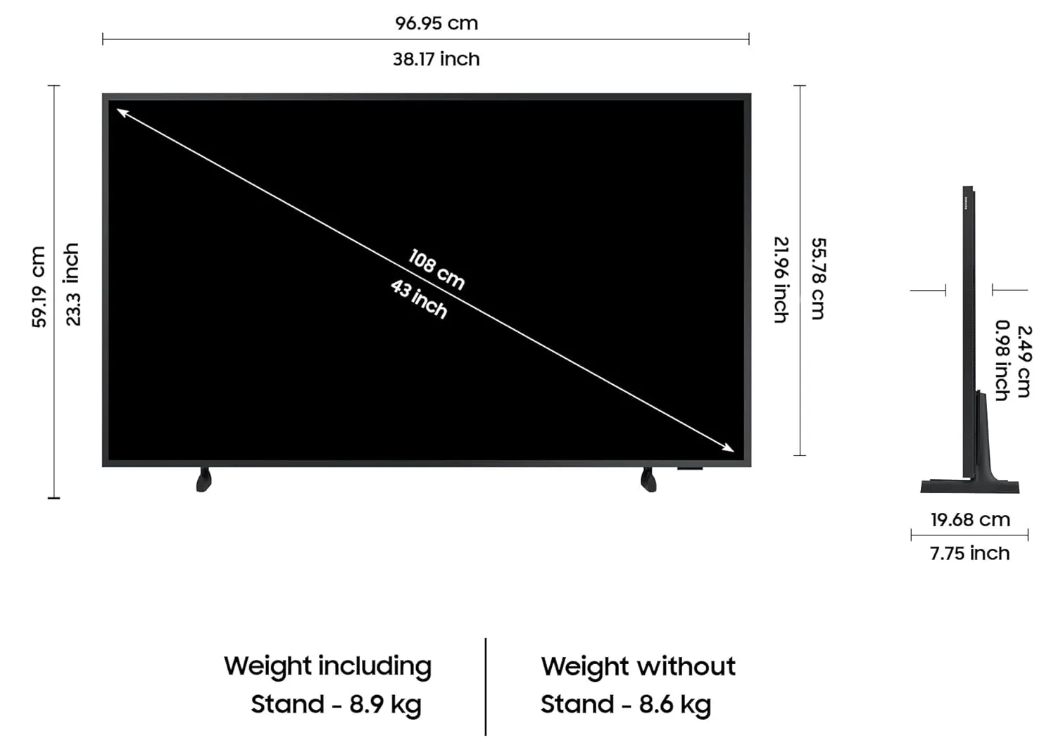 Samsung QA43LS03FAULXL  108 cm (43 inches) The Frame Series 4K Ultra HD Smart QLED TV 2025