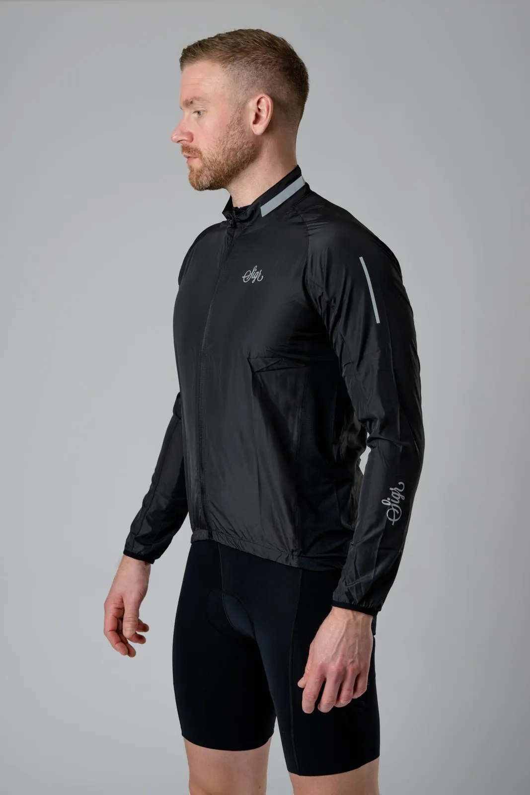 Treriksrset Black Men's Cycling Wind/Pack Jacket