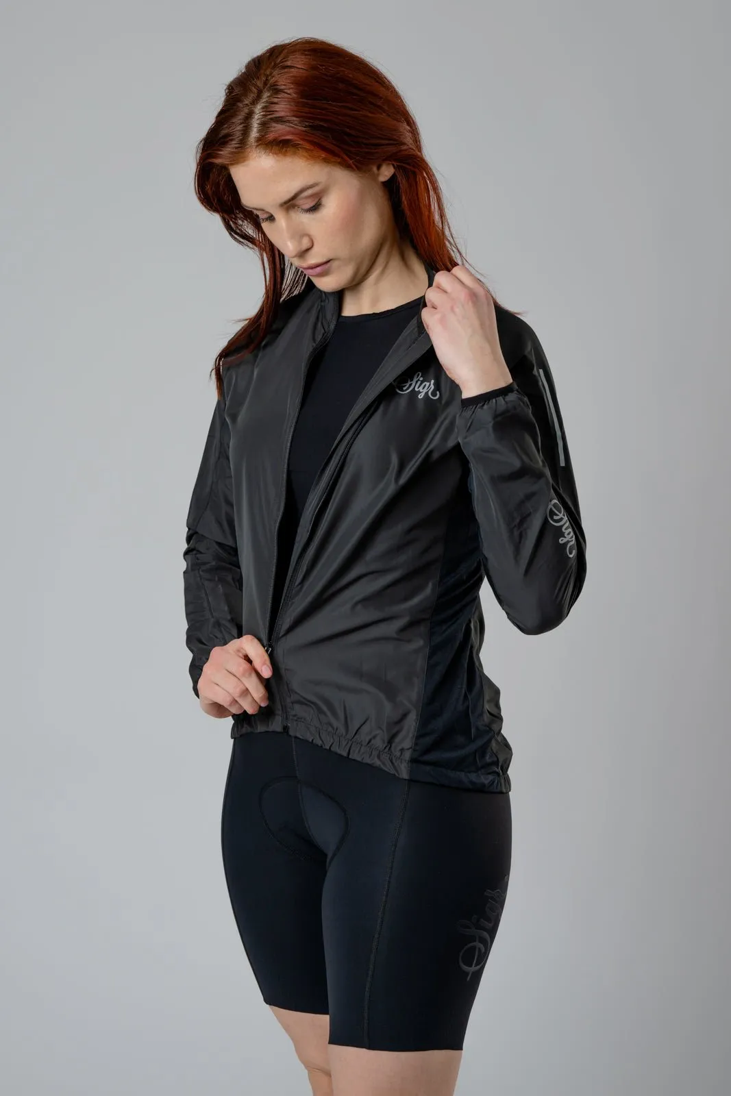 Treriksrset Black Women's Cycling Wind/Pack Jacket