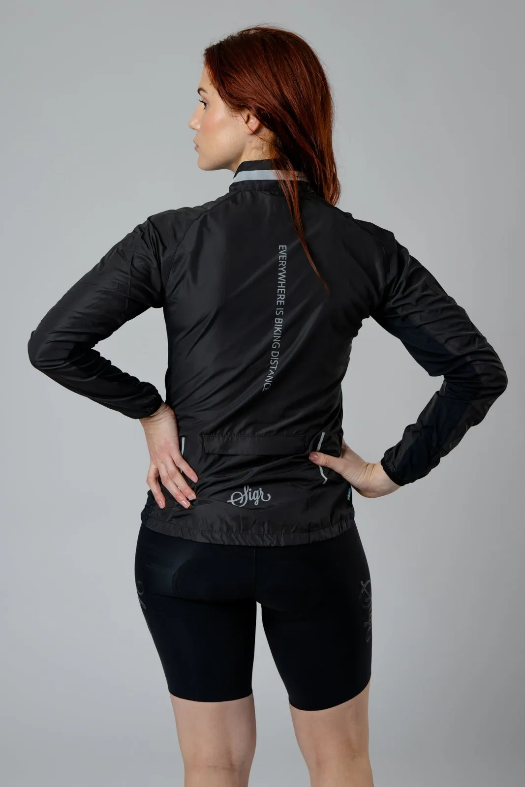 Treriksrset Black Women's Cycling Wind/Pack Jacket