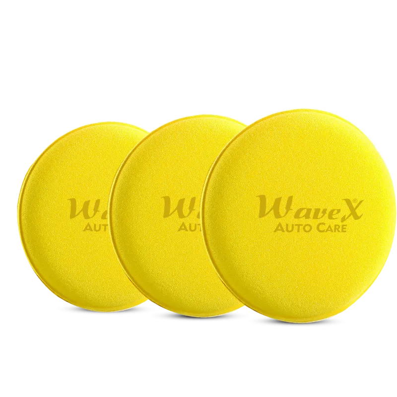 Ultrafine Foam Applicator   Microfiber Cloth 350GSM 40X40CM (Pack of 1 Microfiber, 3 Foam Applicators Yellow)